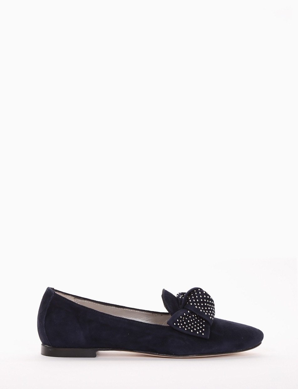 Flat shoes heel 1 cm blu chamois