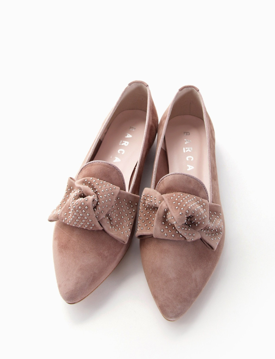 Flat shoes heel 1 cm pink chamois