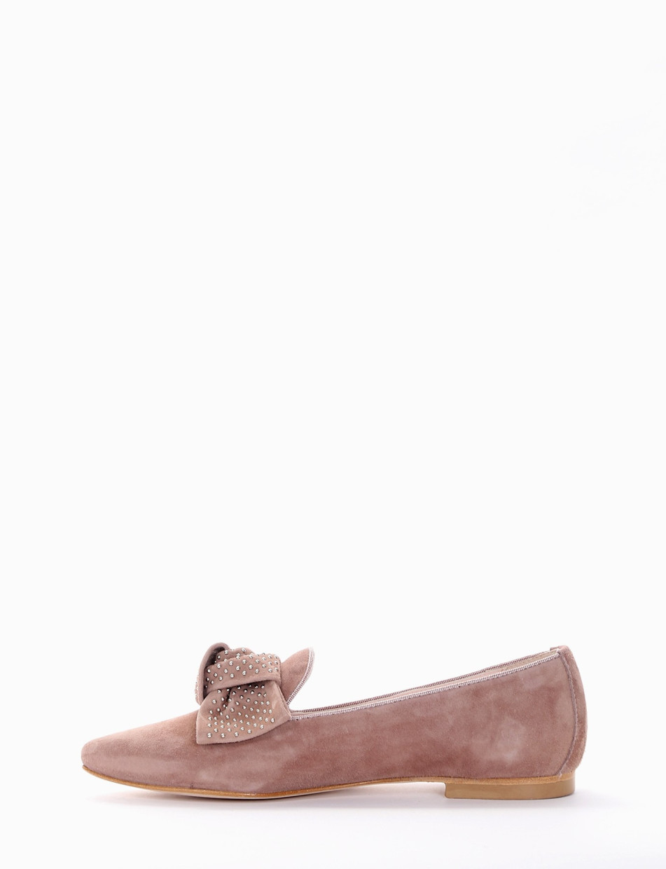 Flat shoes heel 1 cm pink chamois