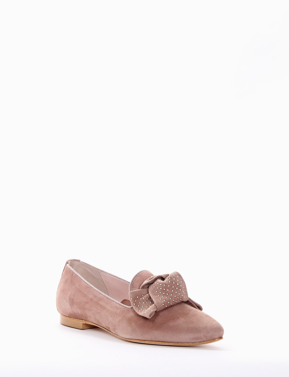 Flat shoes heel 1 cm pink chamois