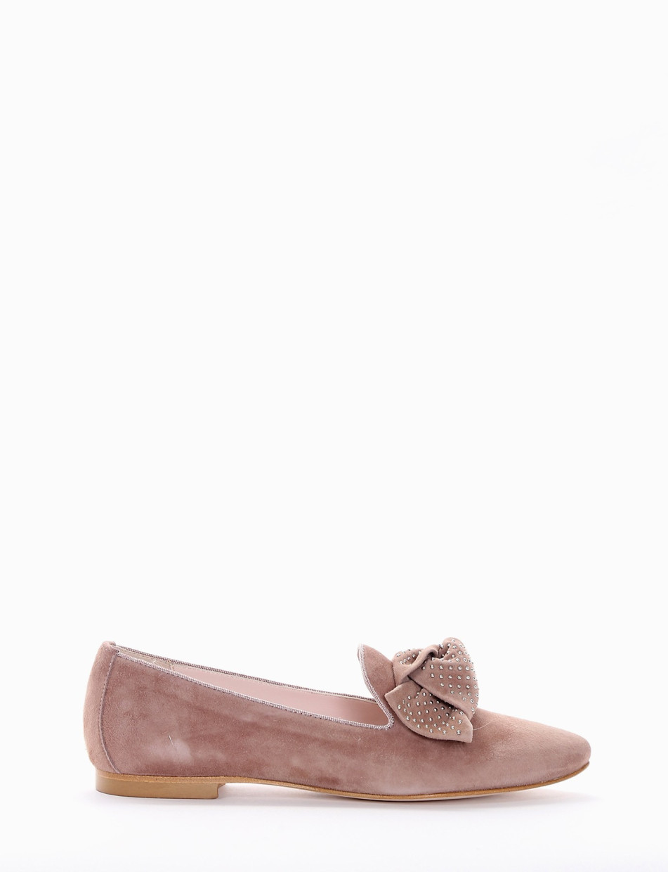 Flat shoes heel 1 cm pink chamois