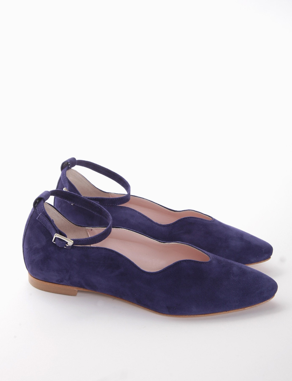 Flat shoes heel 1 cm blu chamois