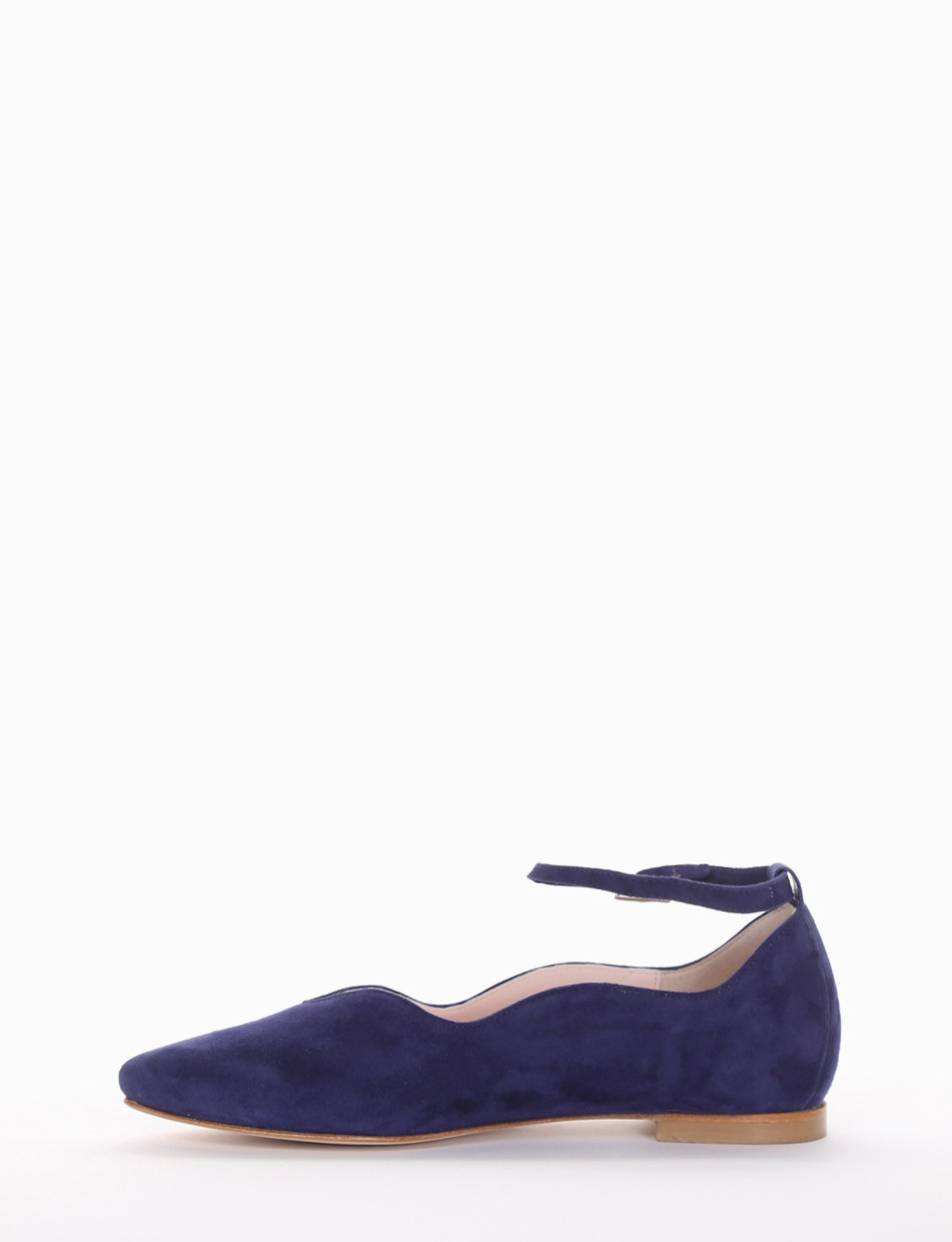 Flat shoes heel 1 cm blu chamois