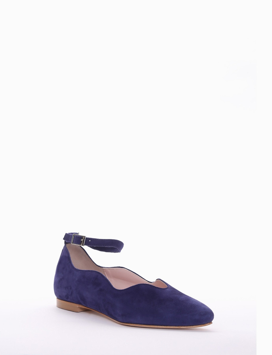 Flat shoes heel 1 cm blu chamois