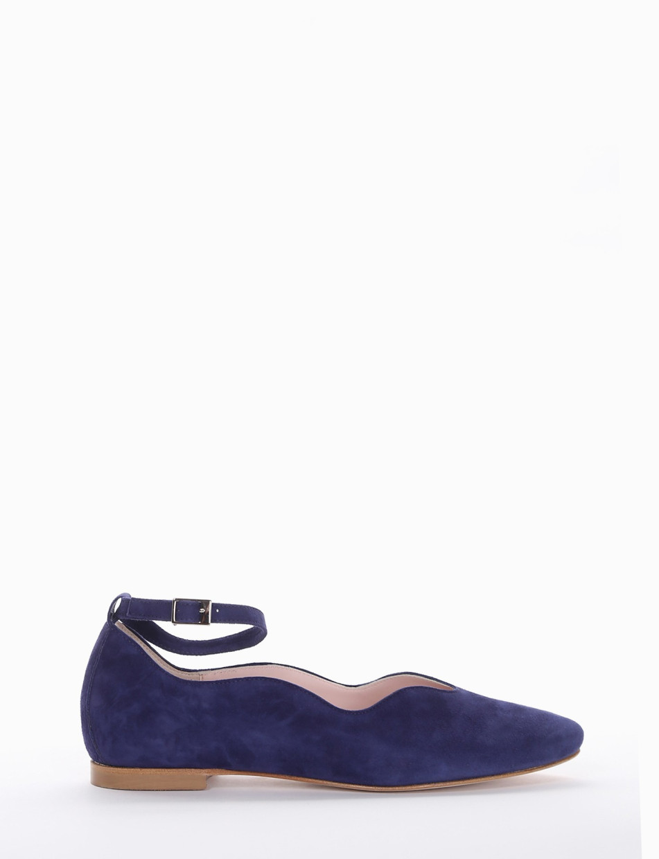 Flat shoes heel 1 cm blu chamois