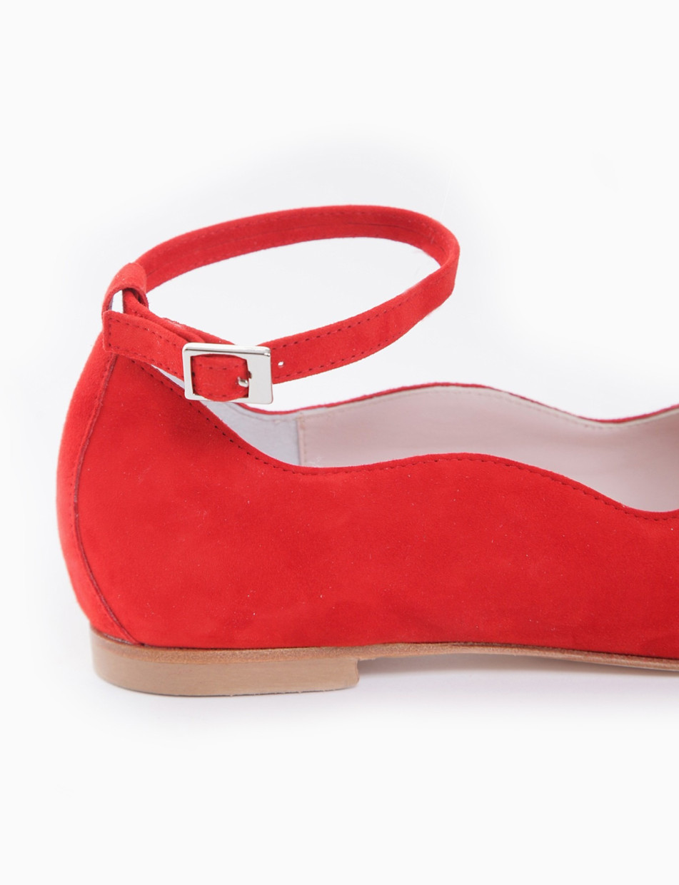 Flat shoes heel 1 cm red chamois