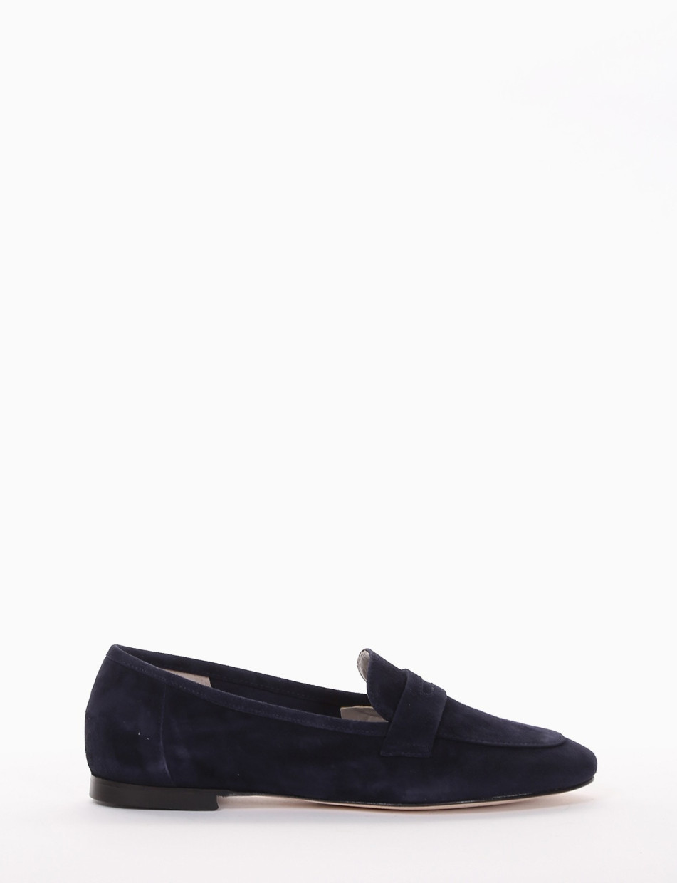 Loafers heel 1 cm blu chamois