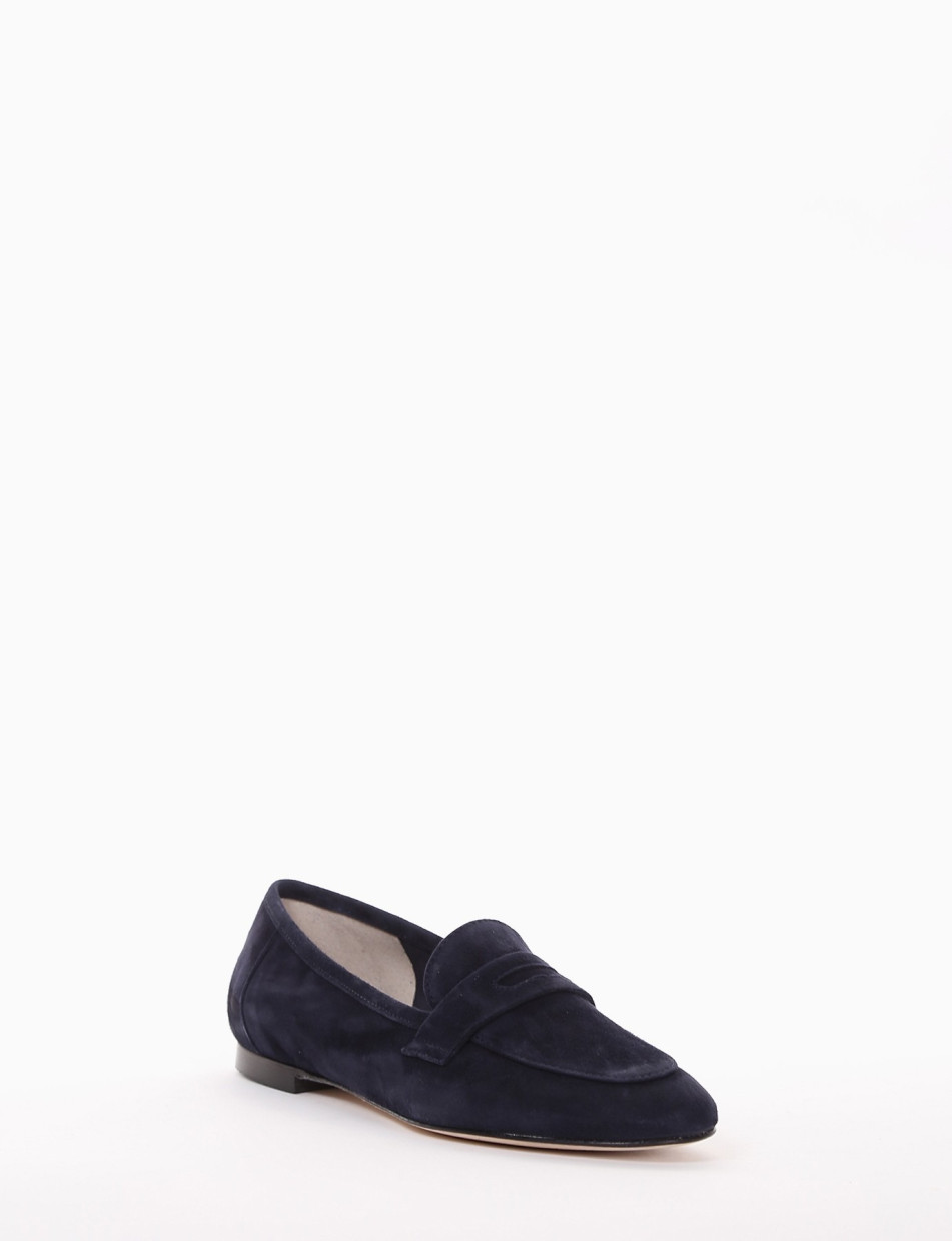 Loafers heel 1 cm blu chamois