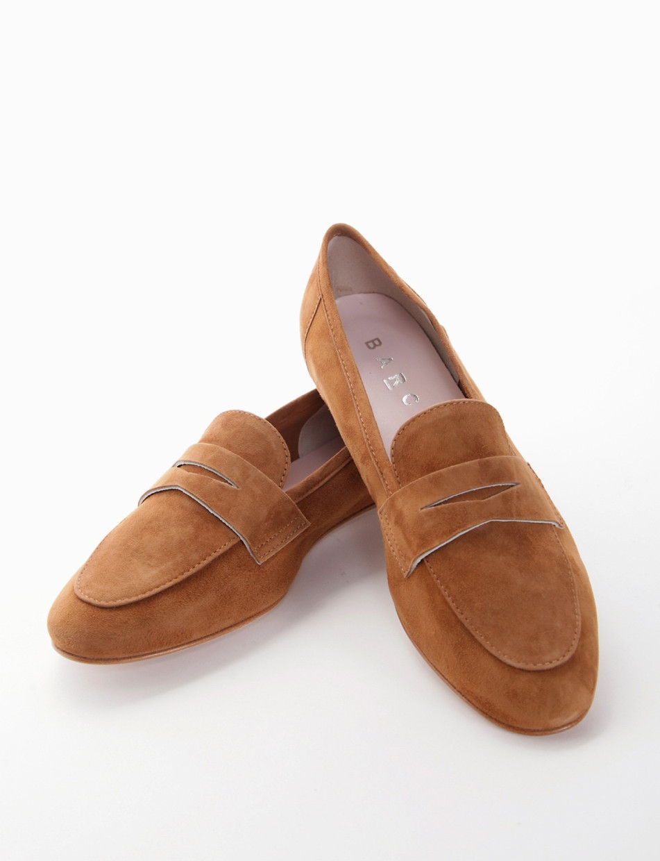 Loafers heel 1 cm brown chamois