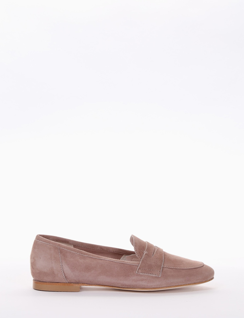 Loafers heel 1 cm pink chamois