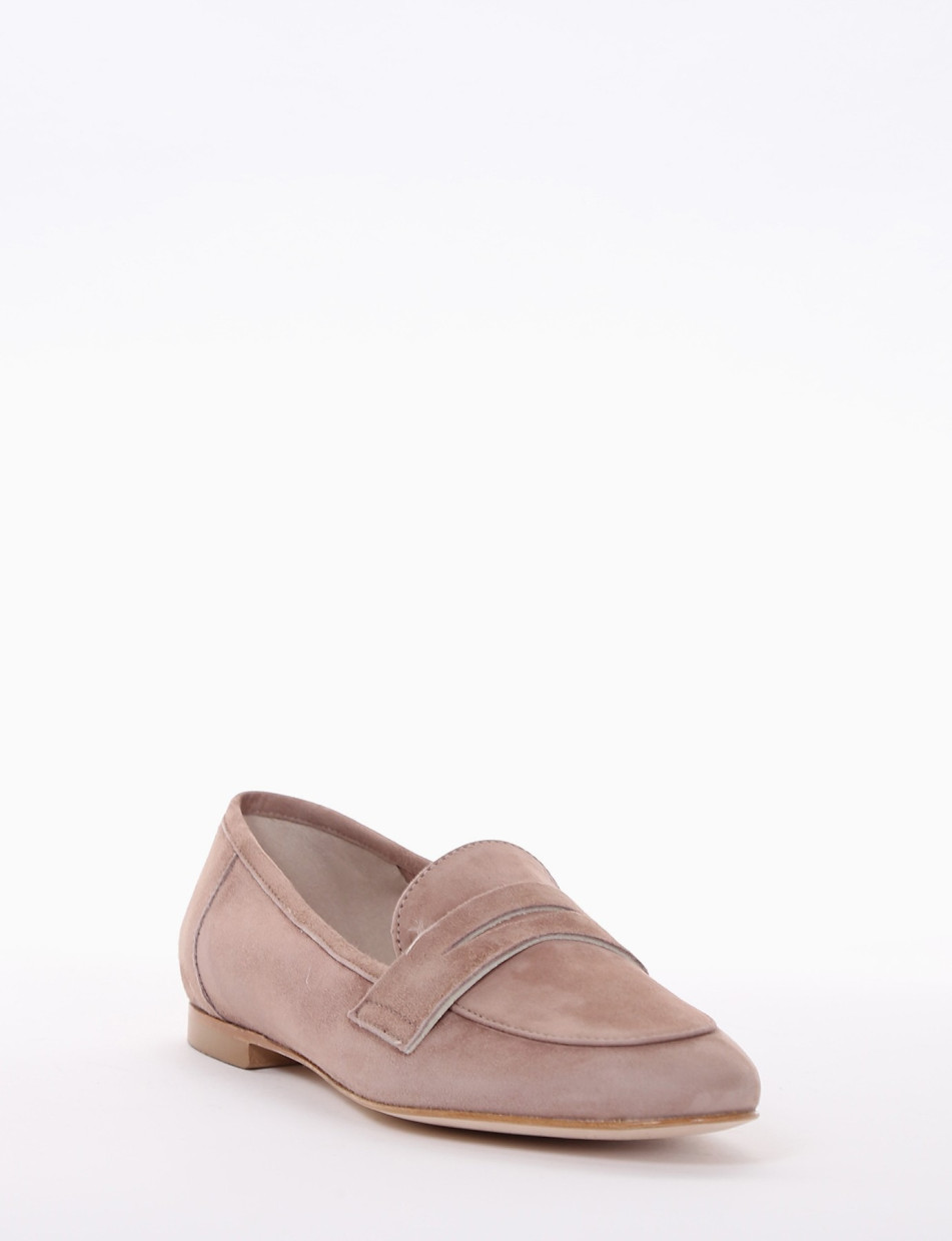 Loafers heel 1 cm pink chamois