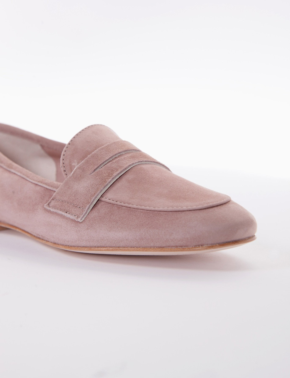 Loafers heel 1 cm pink chamois