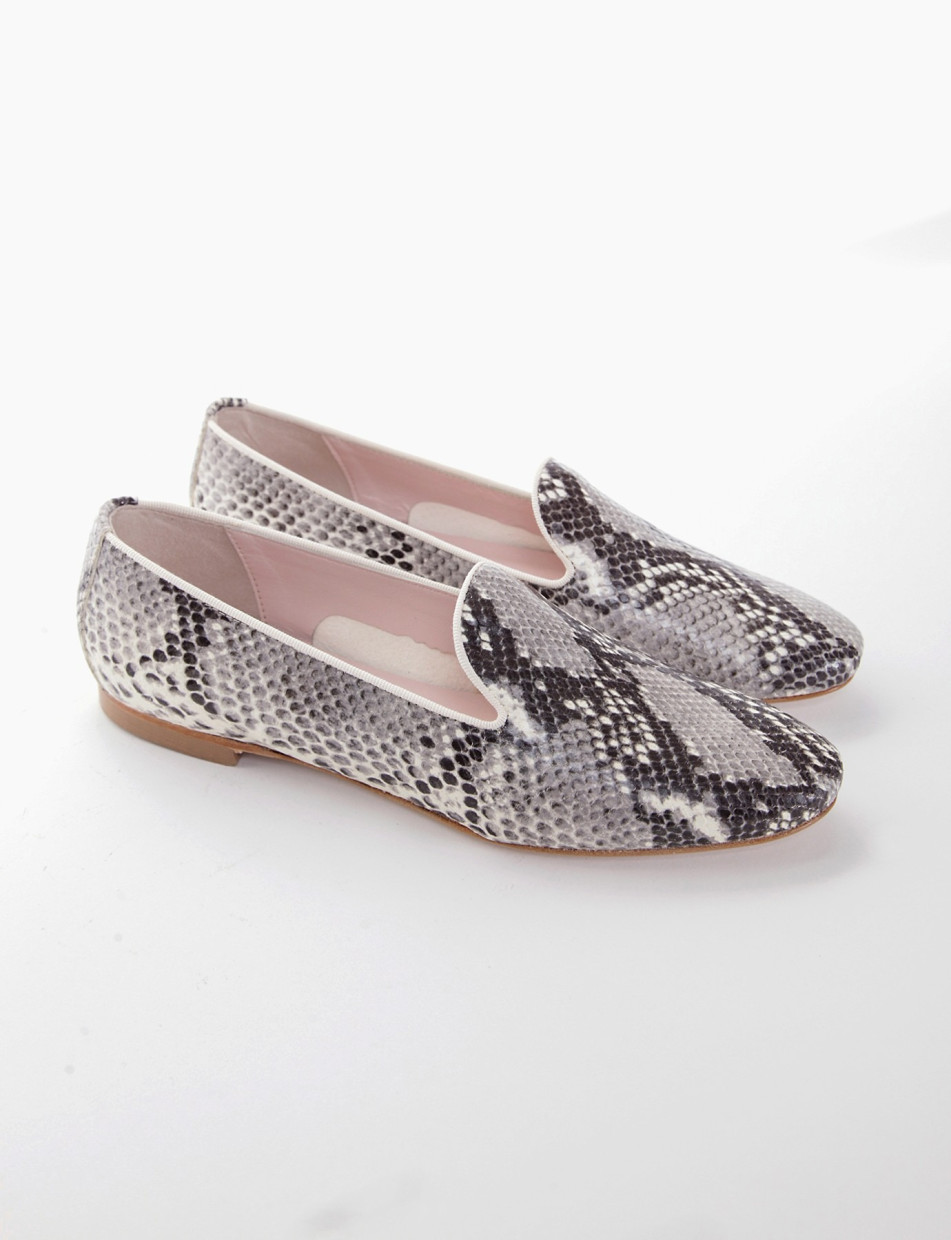 Flat shoes heel 1 cm multicolor python