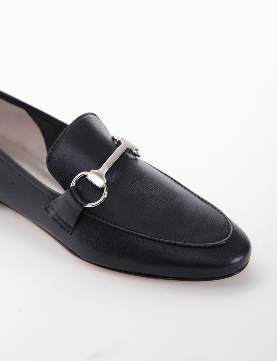 Loafers heel 1 cm blu leather