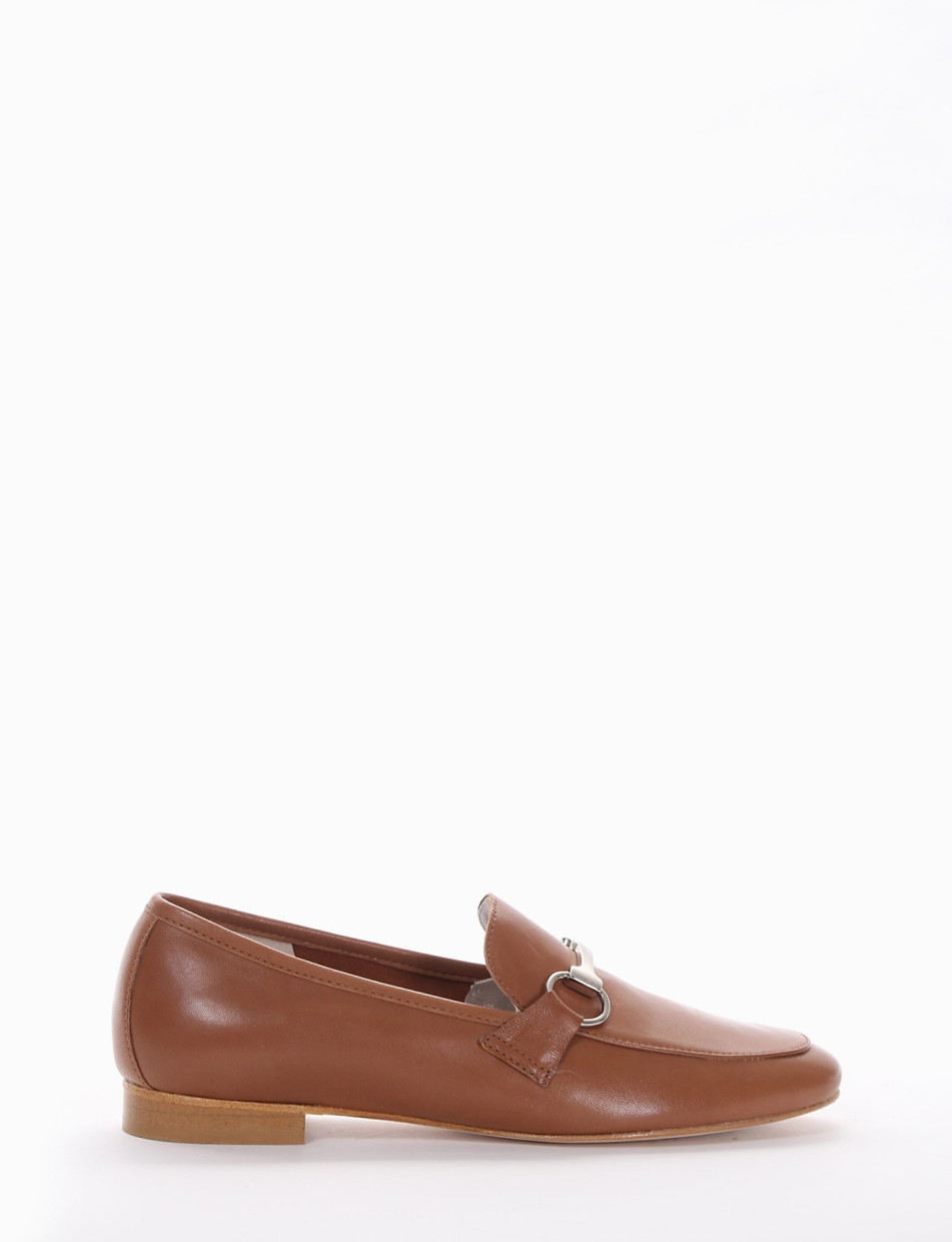 Loafers heel 1 cm brown leather