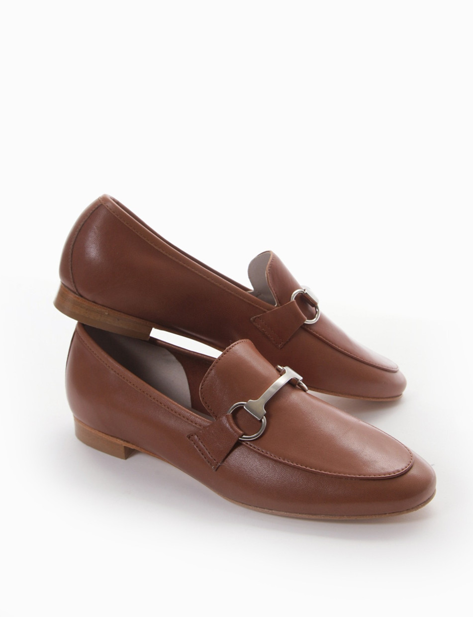 Loafers heel 1 cm brown leather