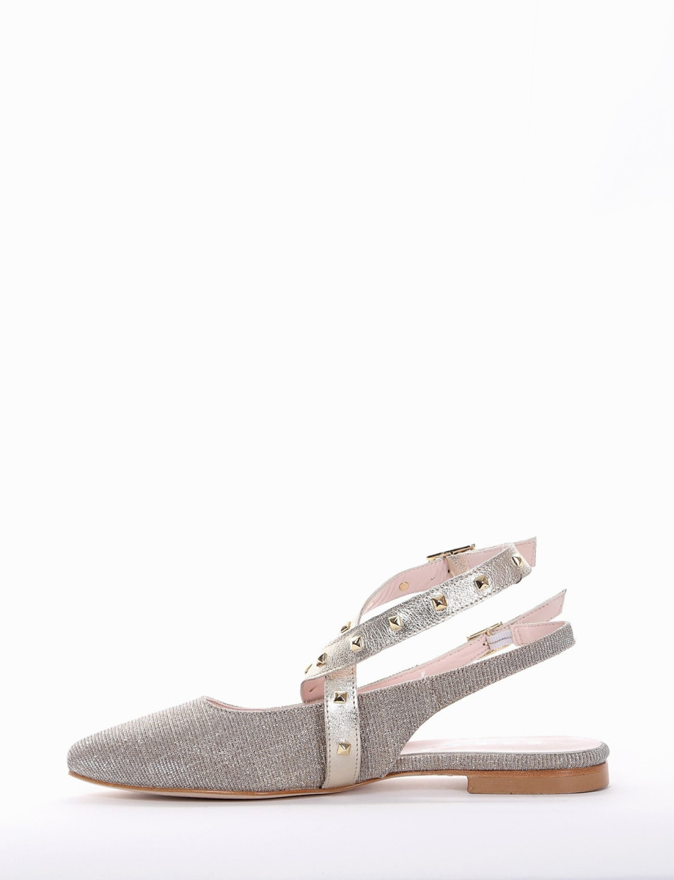 Slingback decoltè tacco 1 cm beige pelle