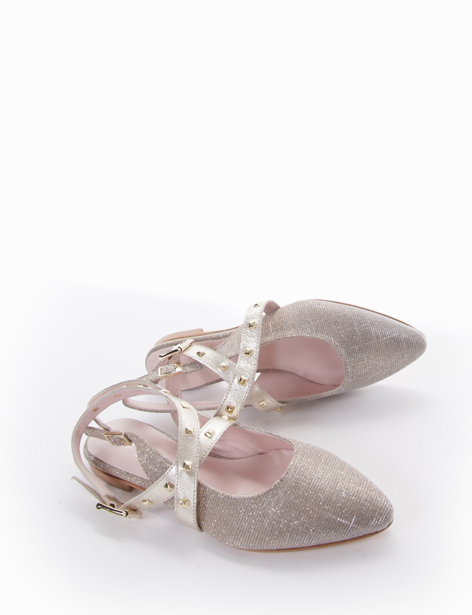 Slingback decoltè tacco 1 cm beige pelle