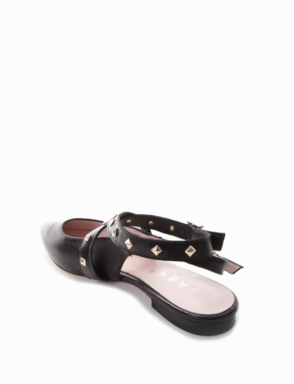 Ballerina slingback decoltè tacco 1 cm nero pelle