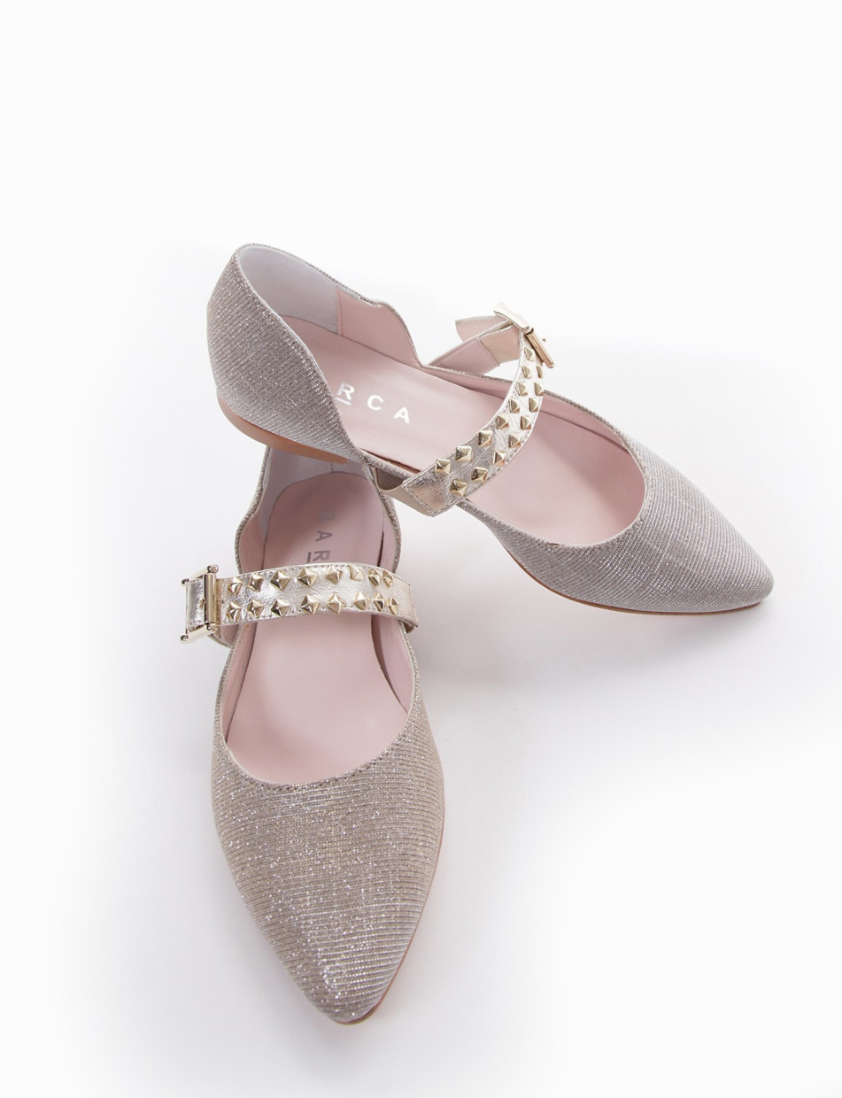 Flat shoes heel 1 cm beige laminated
