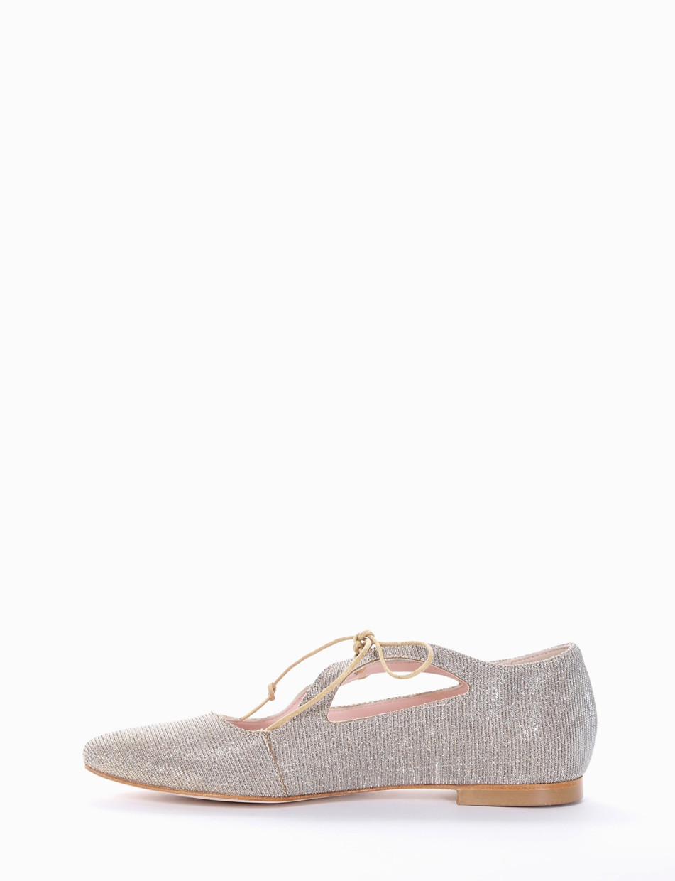 Flat shoes heel 1 cm silver leather