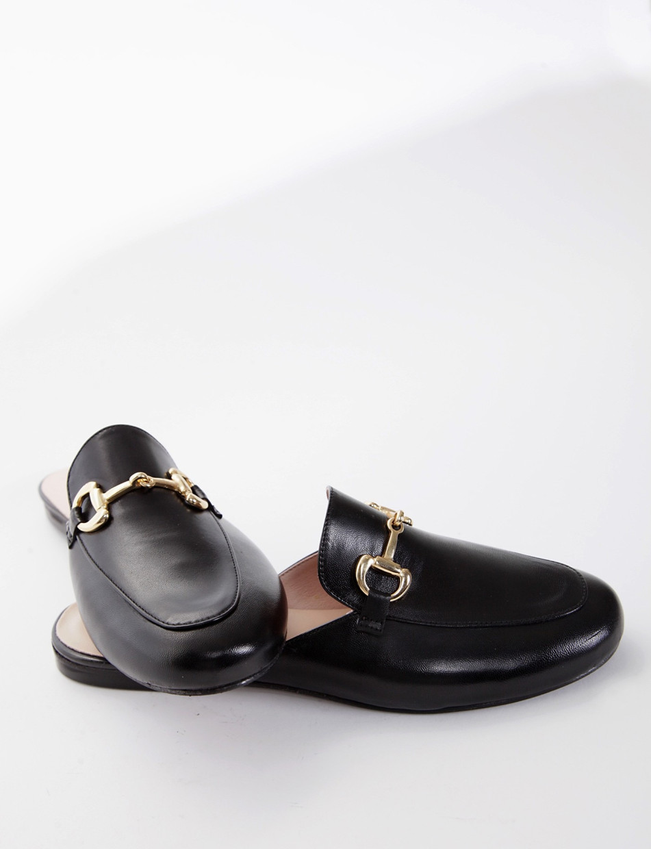 Sabot heel 1 cm black leather