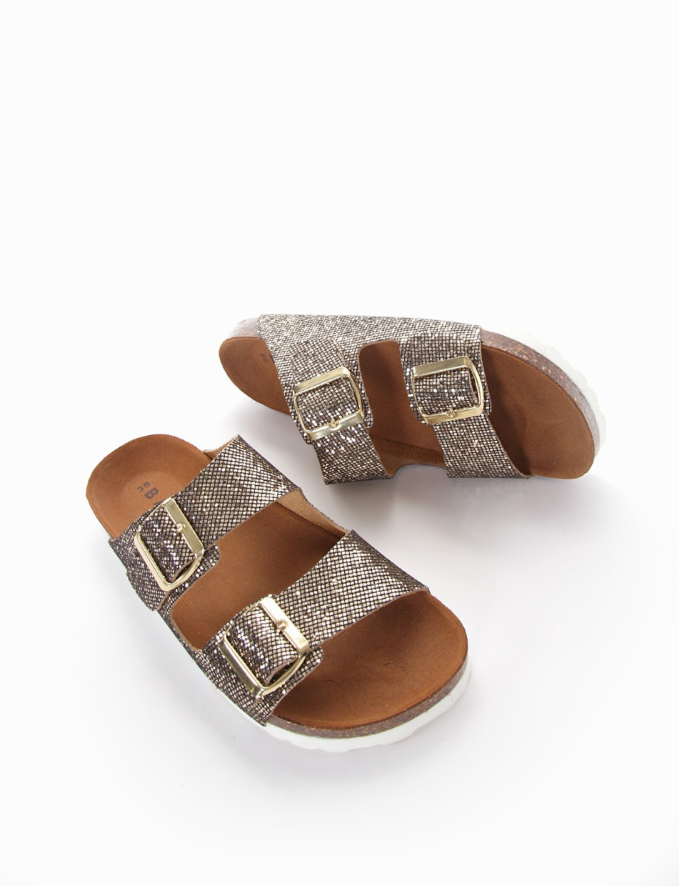 Slippers bronze glitter