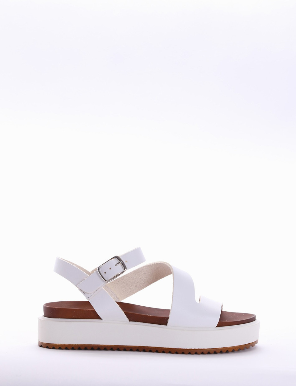 Wedge heels heel 4 cm white leather