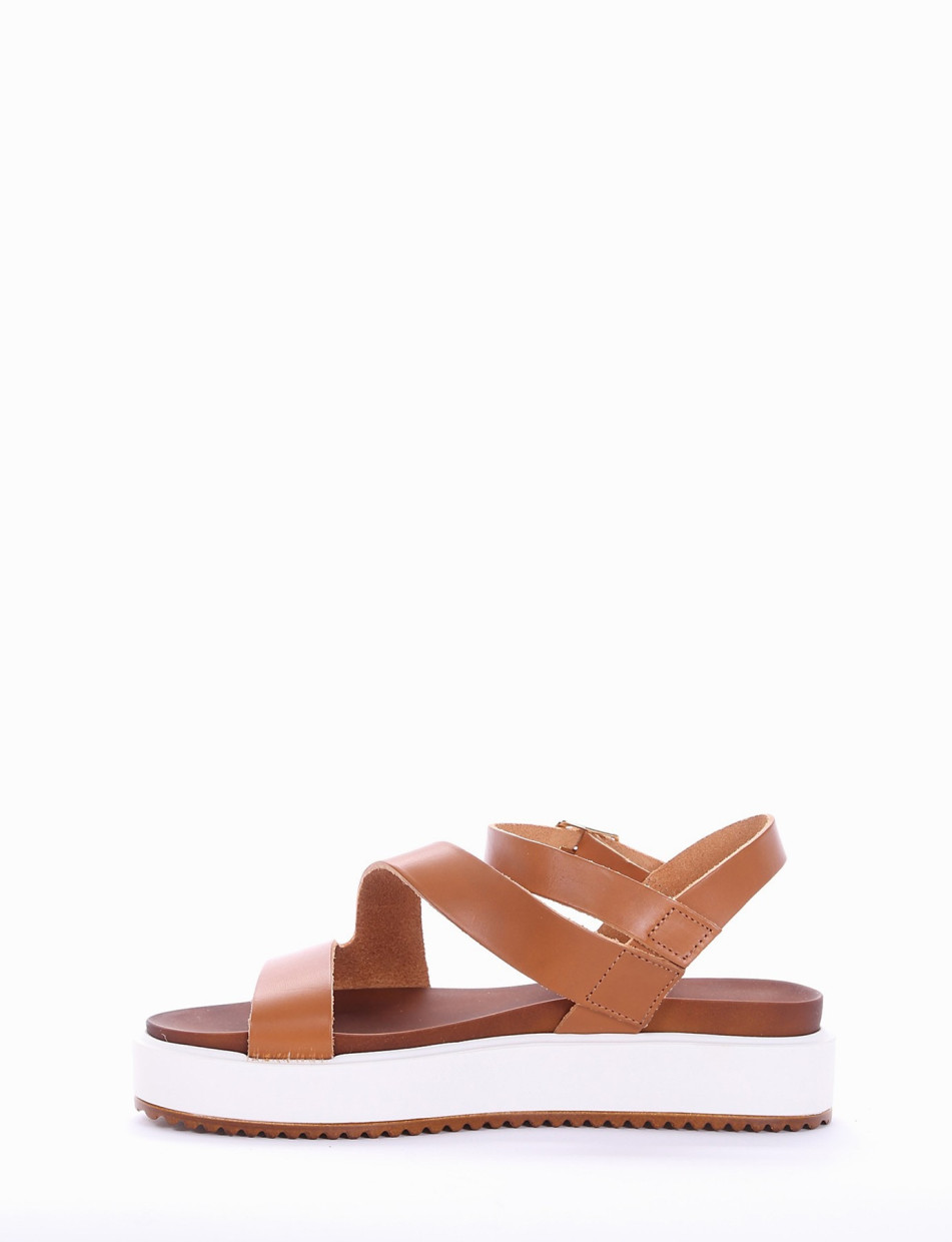 Wedge heels heel 4 cm brown leather