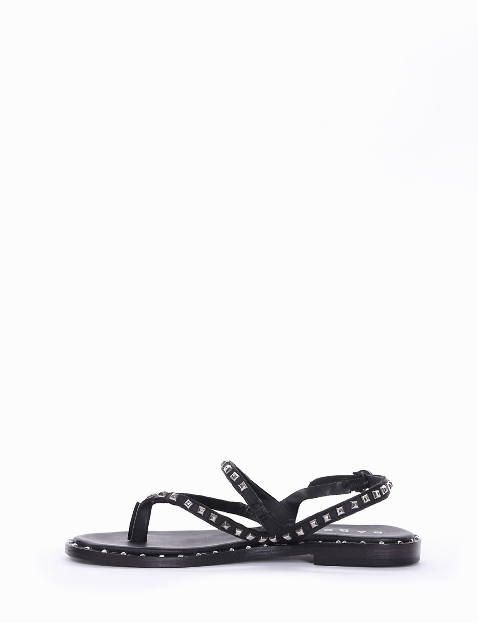 Flip flops heel 1 cm black leather