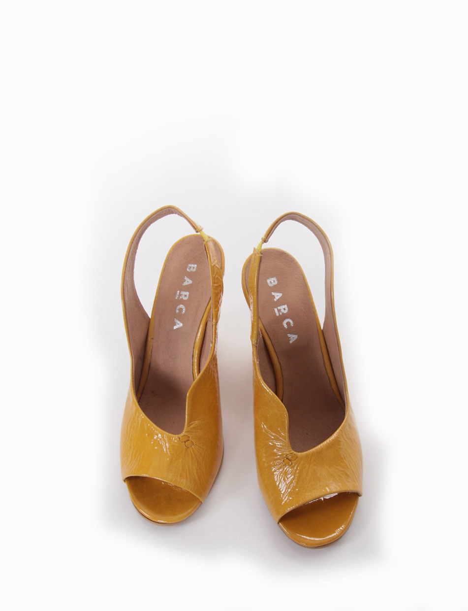 High heel sandals heel 9 cm yellow varnish