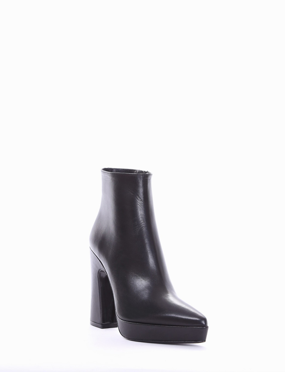 High heel ankle boots heel 10 cm black leather