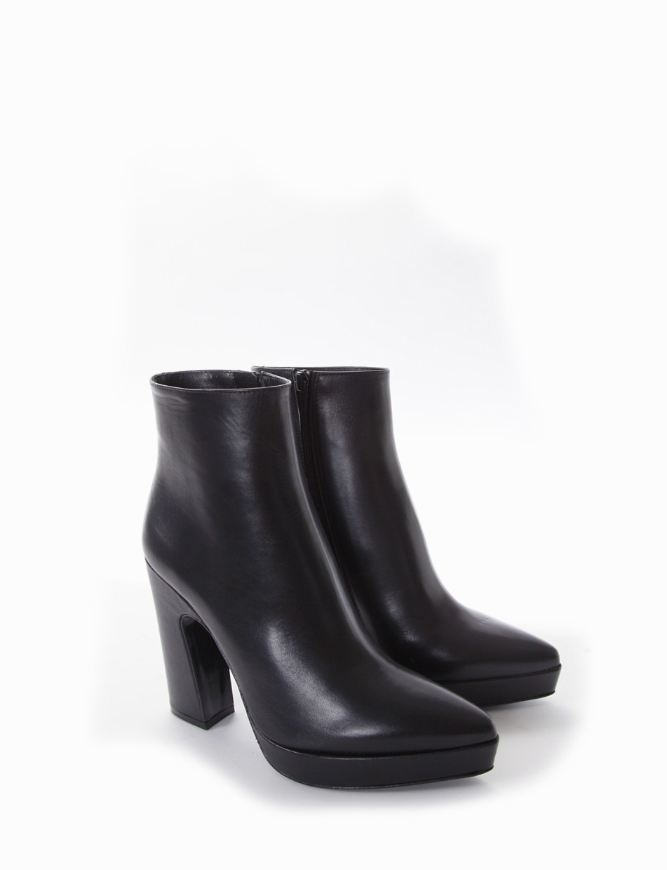 High heel ankle boots heel 10 cm black leather