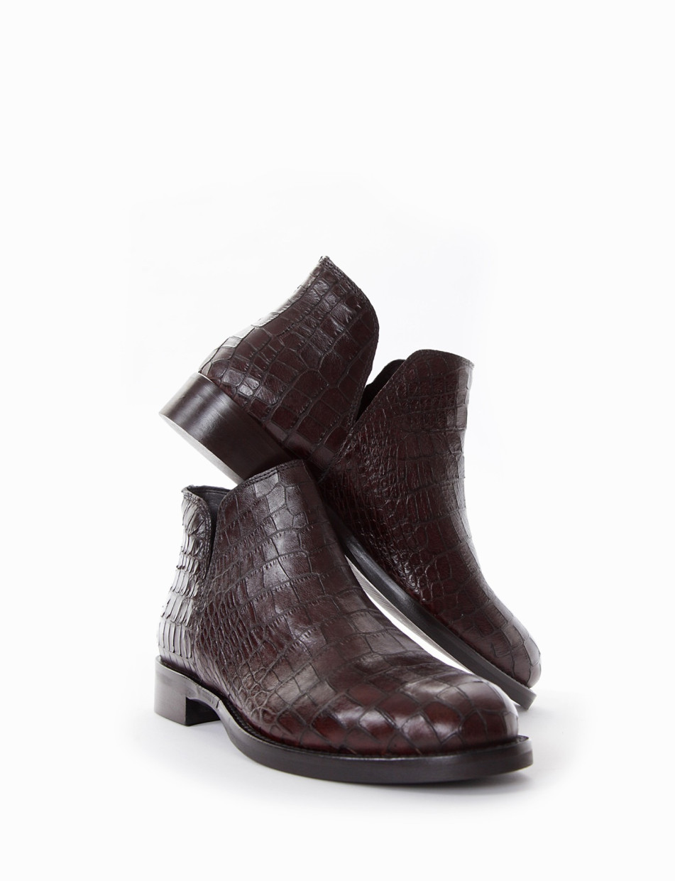 Low heel ankle boots heel 2 cm dark brown coconut