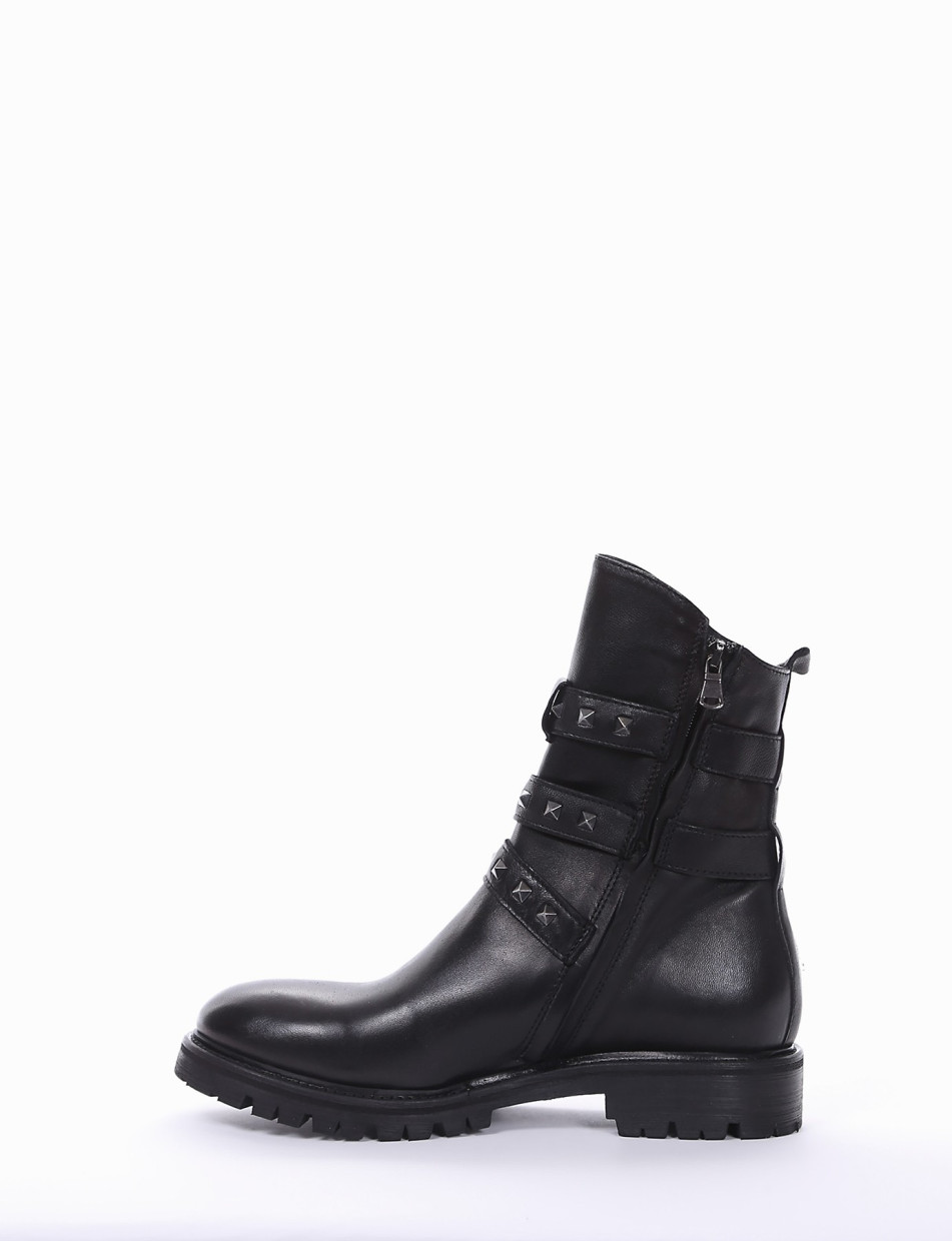 Low heel ankle boots heel 2 cm black leather