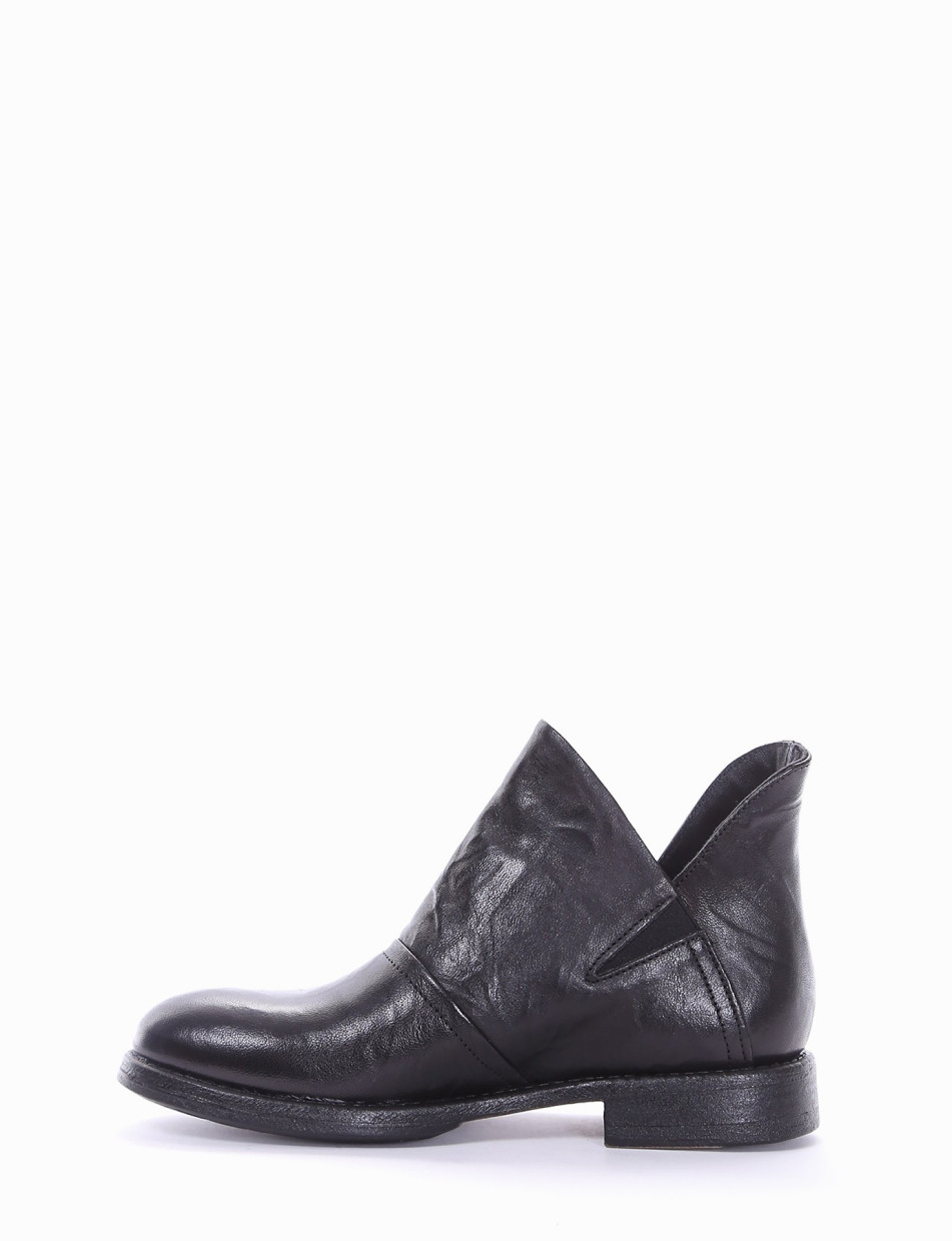 Low heel ankle boots heel 2 cm black leather