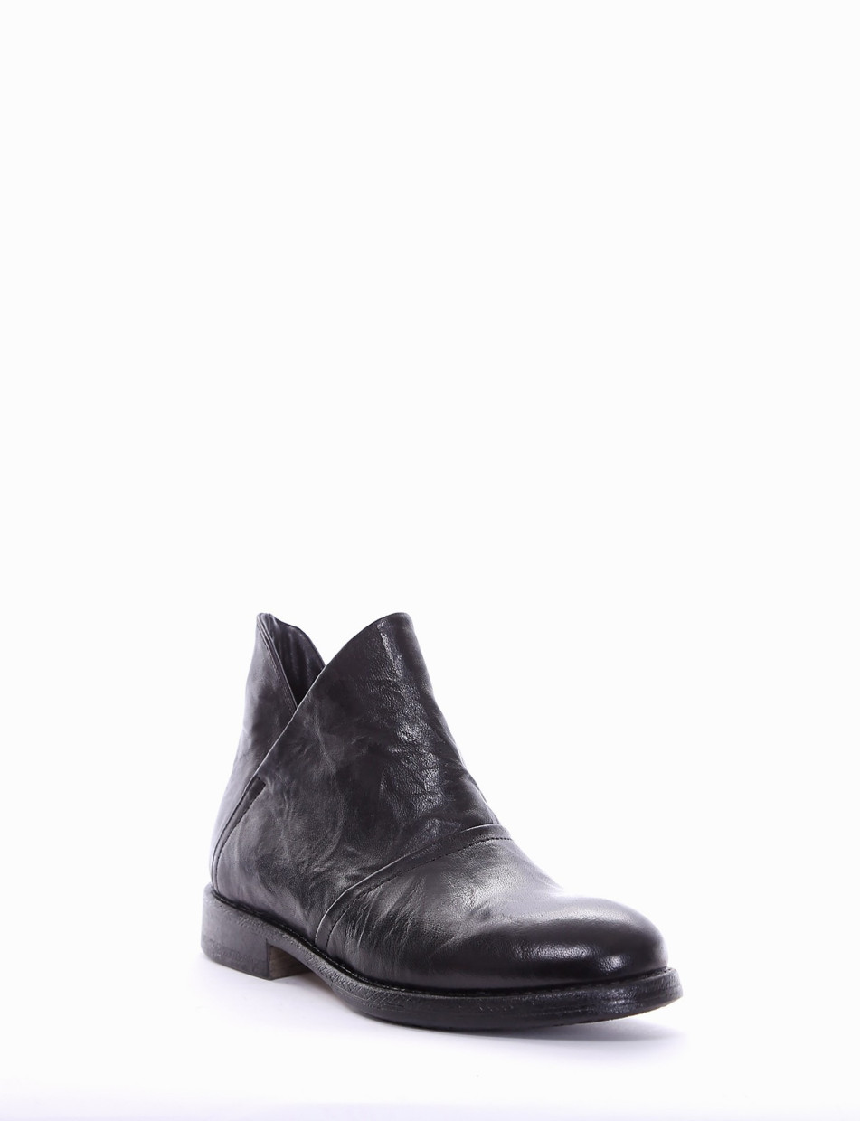 Low heel ankle boots heel 2 cm black leather