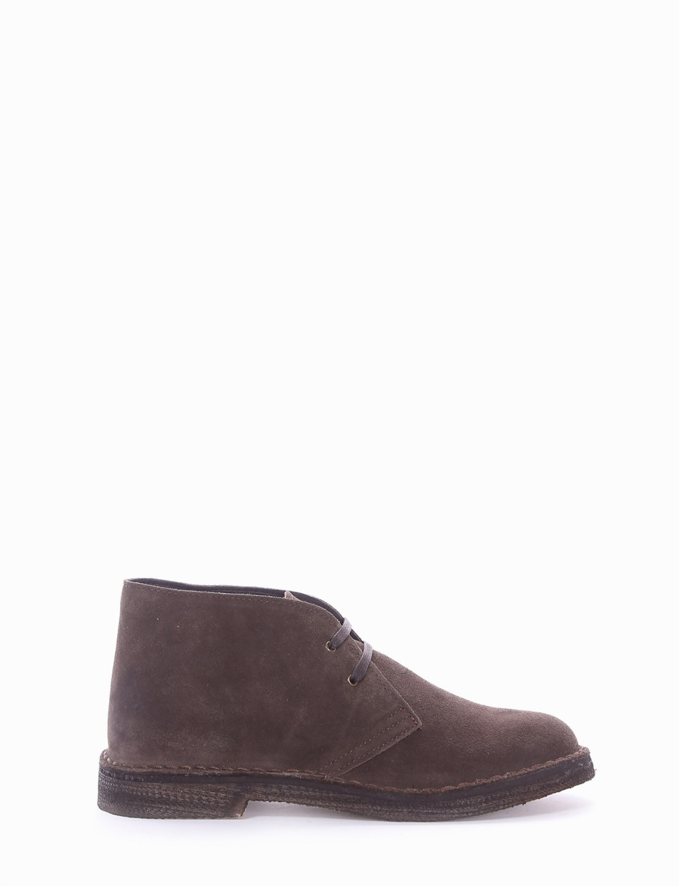 Desert boots heel 2 cm dark brown chamois