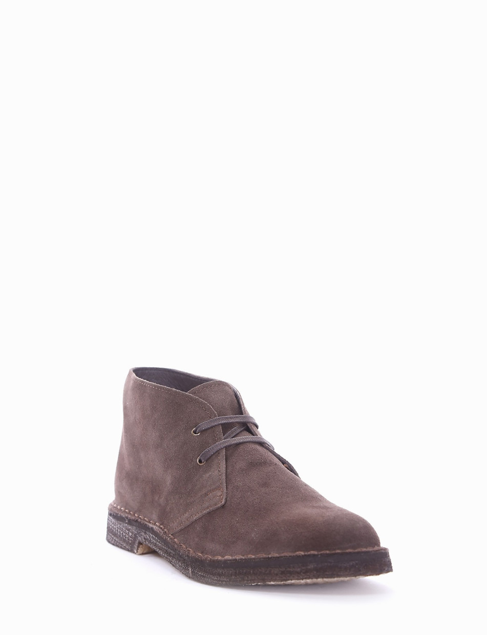 Desert boots heel 2 cm dark brown chamois