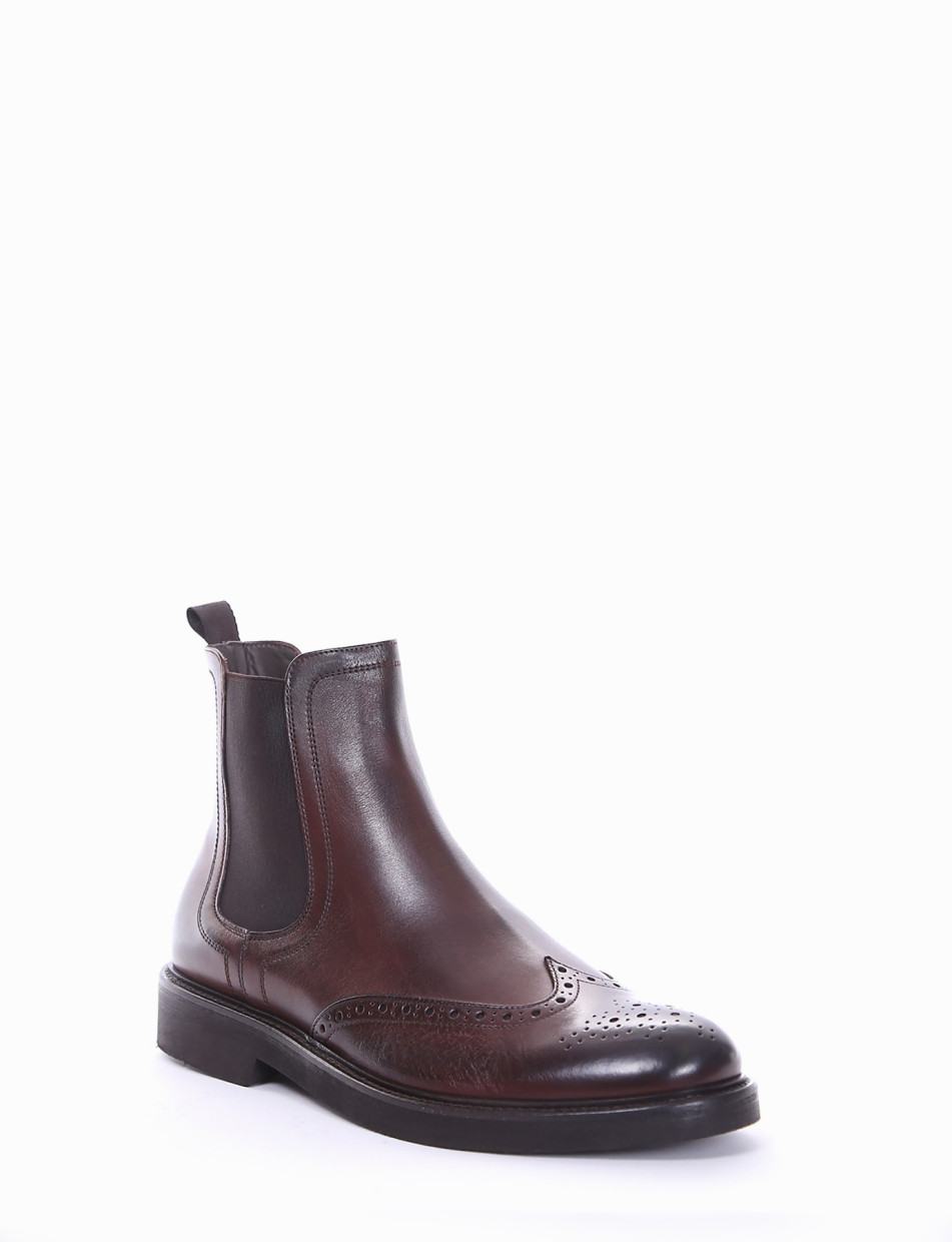 Ankle boots heel 2 cm dark brown leather