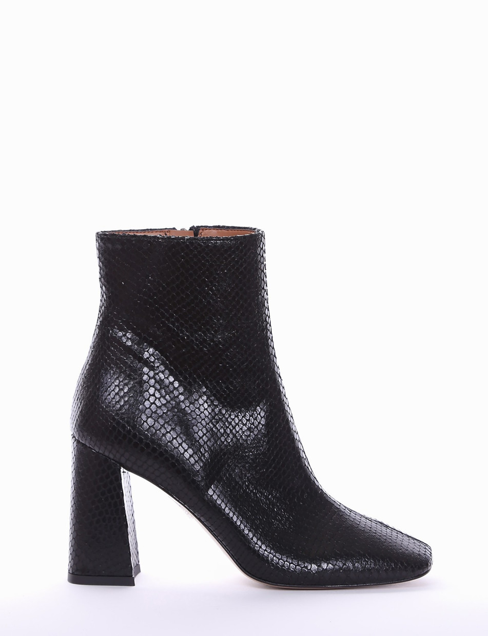 High heel ankle boots heel 9 cm black python