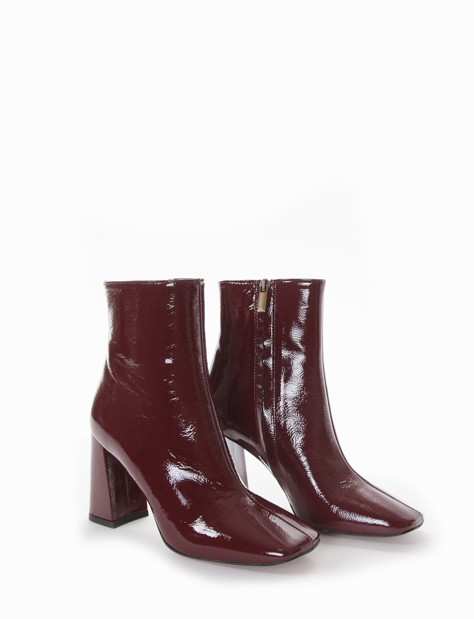 High heel ankle boots heel 9 cm bordeaux varnish