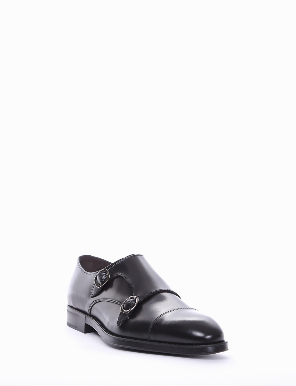 monk strap tacco 2 cm nero