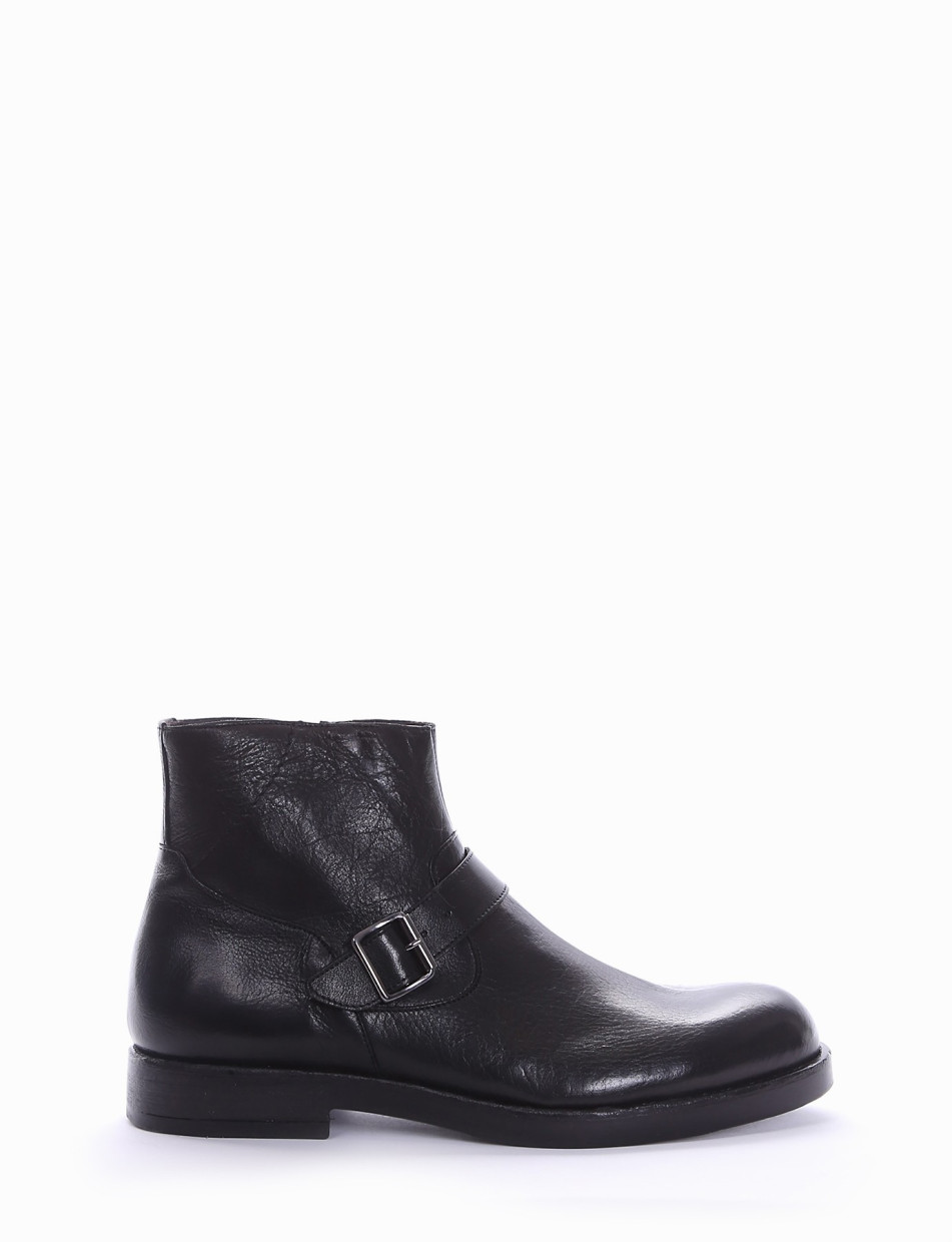 Ankle boots heel 2 cm black leather