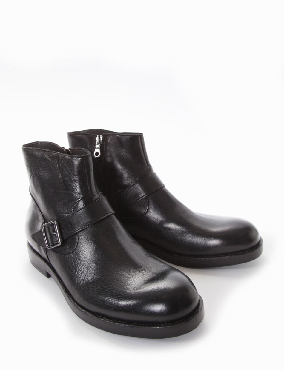 Ankle boots heel 2 cm black leather