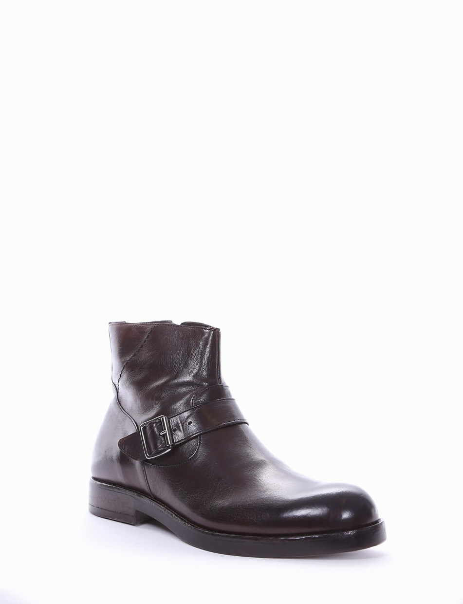 Ankle boots heel 2 cm dark brown leather