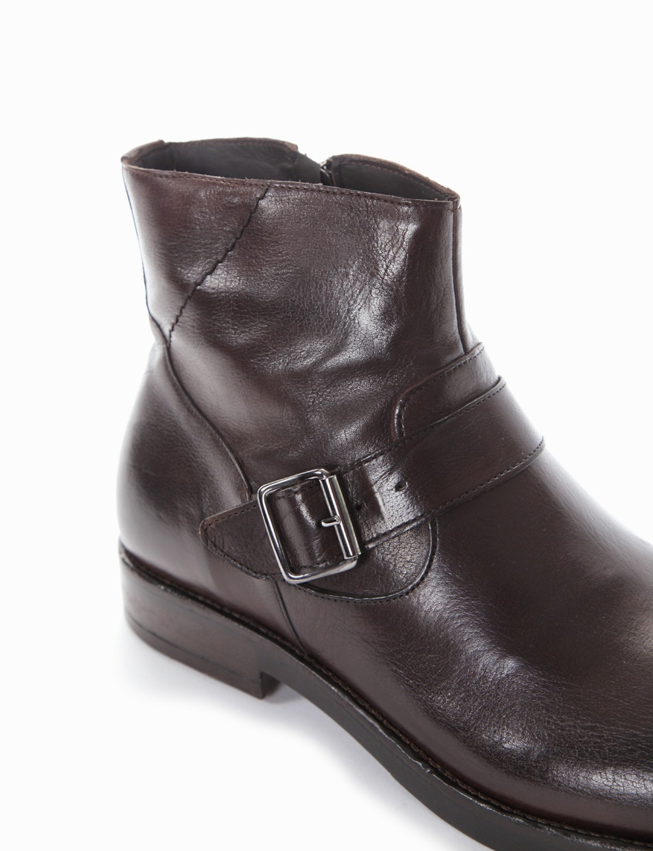 Ankle boots heel 2 cm dark brown leather