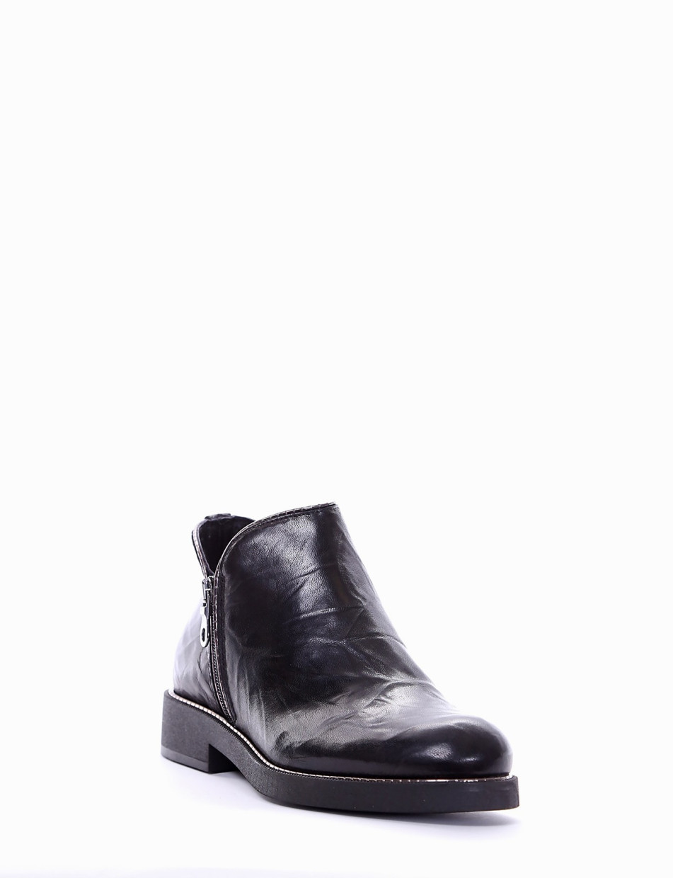 Low heel ankle boots heel 2 cm black leather