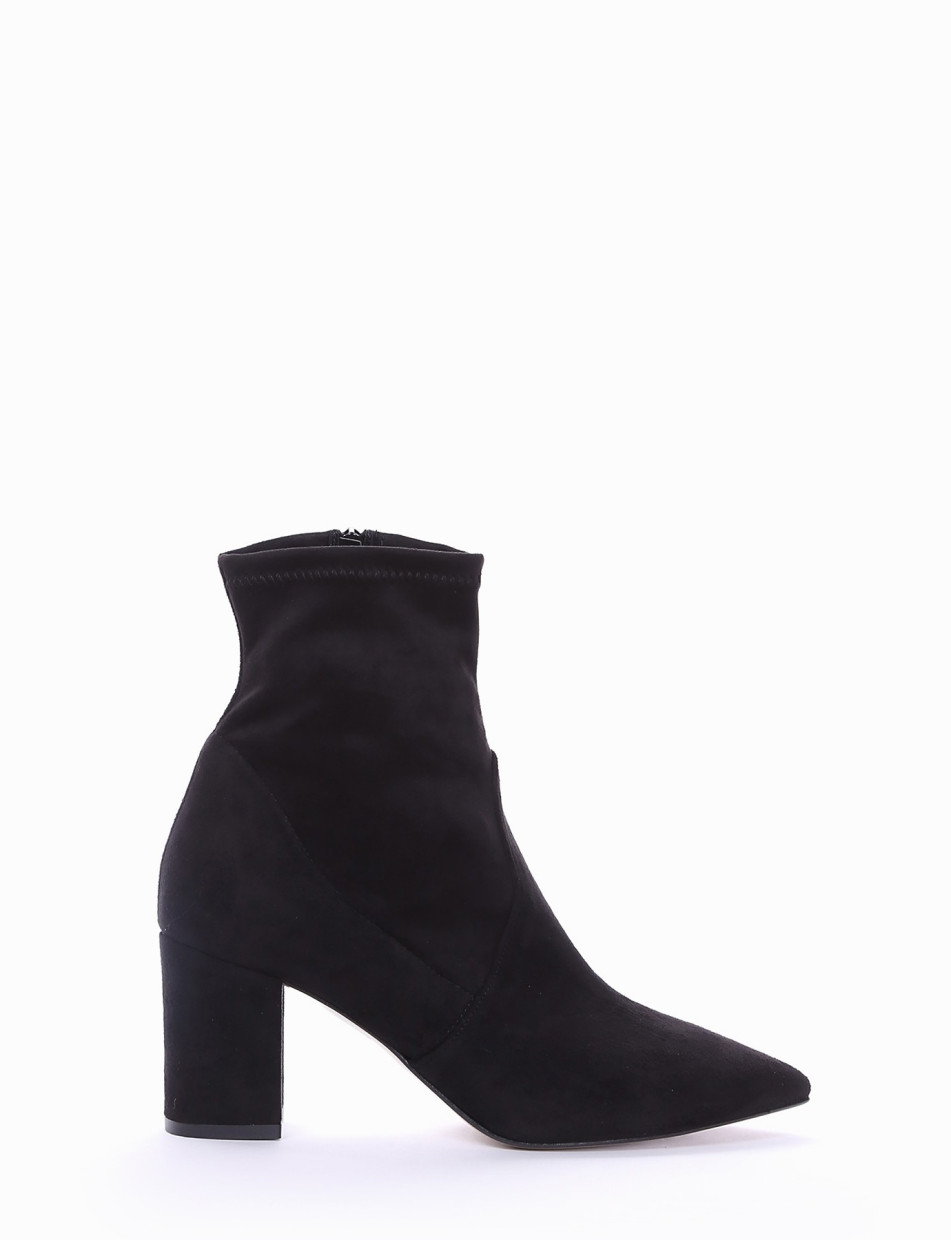 High heel ankle boots heel 8 cm black chamois