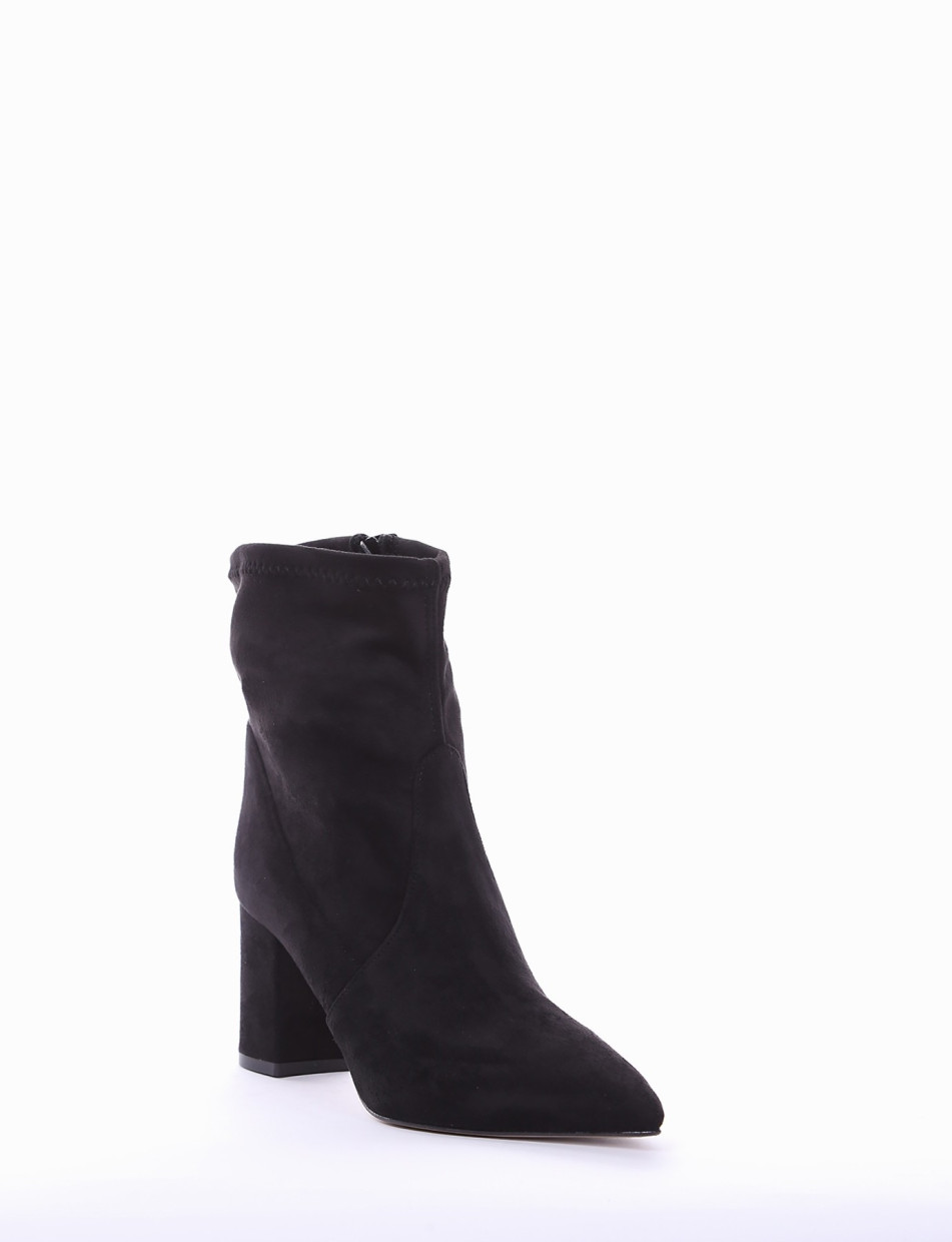 High heel ankle boots heel 8 cm black chamois